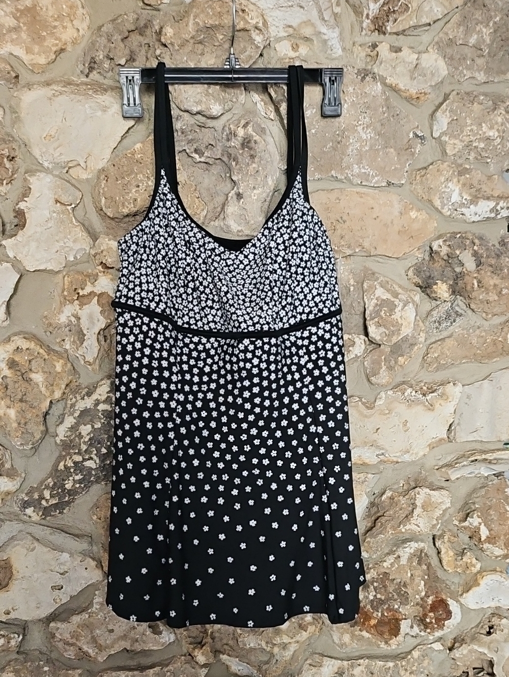 Black & White Floral Swim Dress